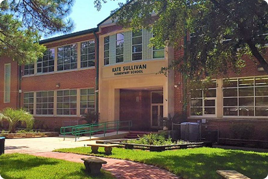 front of school building